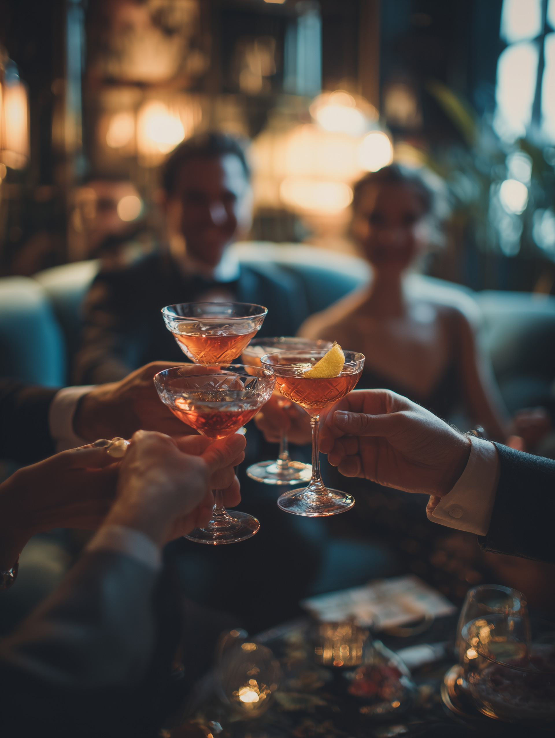 Friends toasting with cocktails